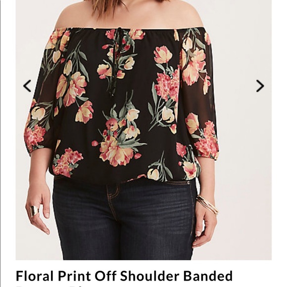 ISO DoNotBuy Floral Off Shoulder Banded Bottom Top - Picture 1 of 1